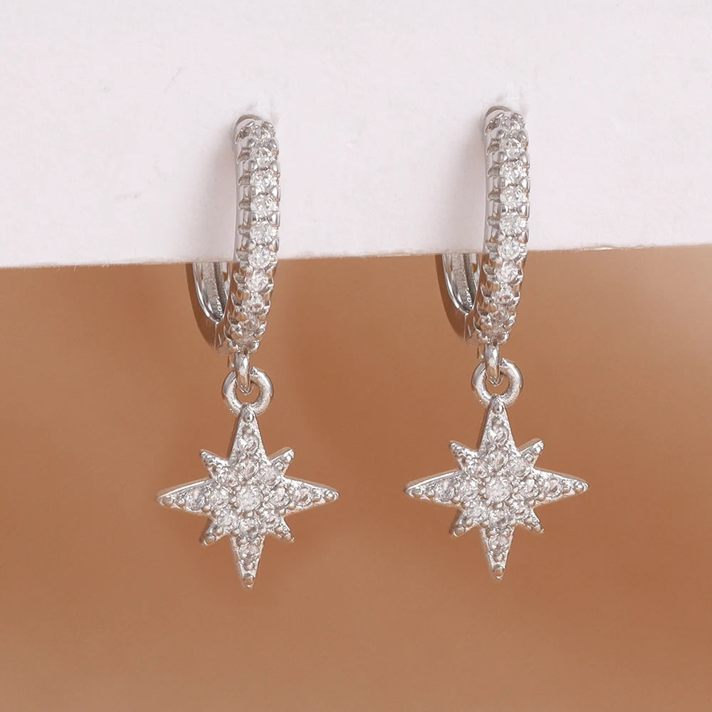 Stella Star Zircon Dangle Earrings