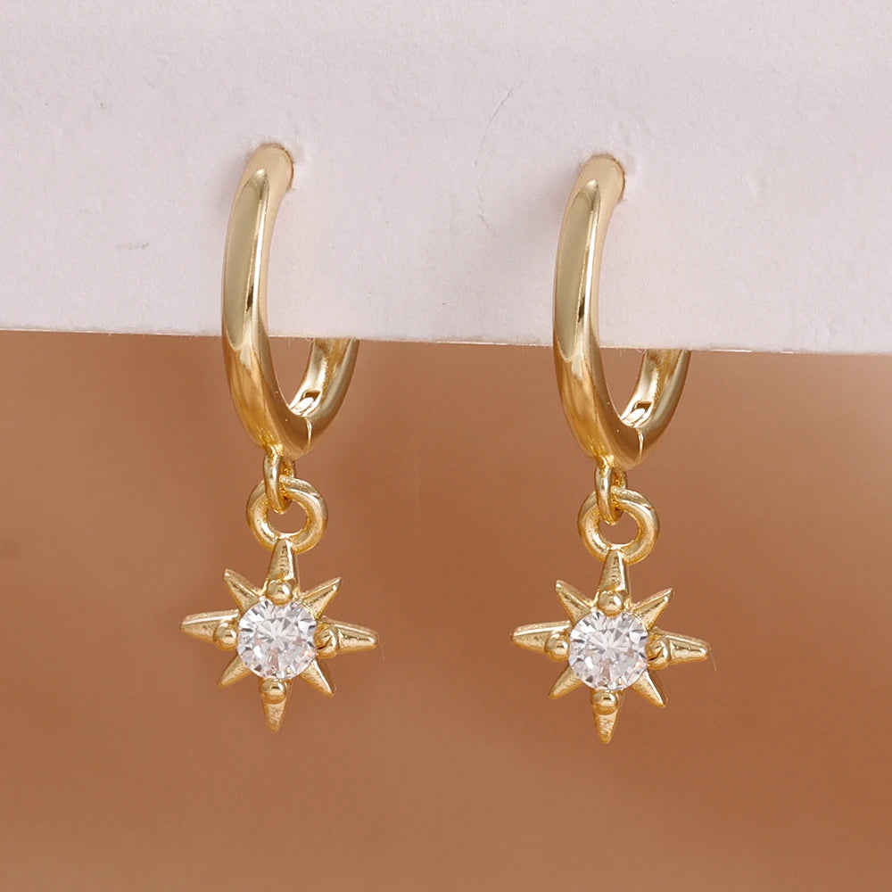 Stella Star Zircon Dangle Earrings