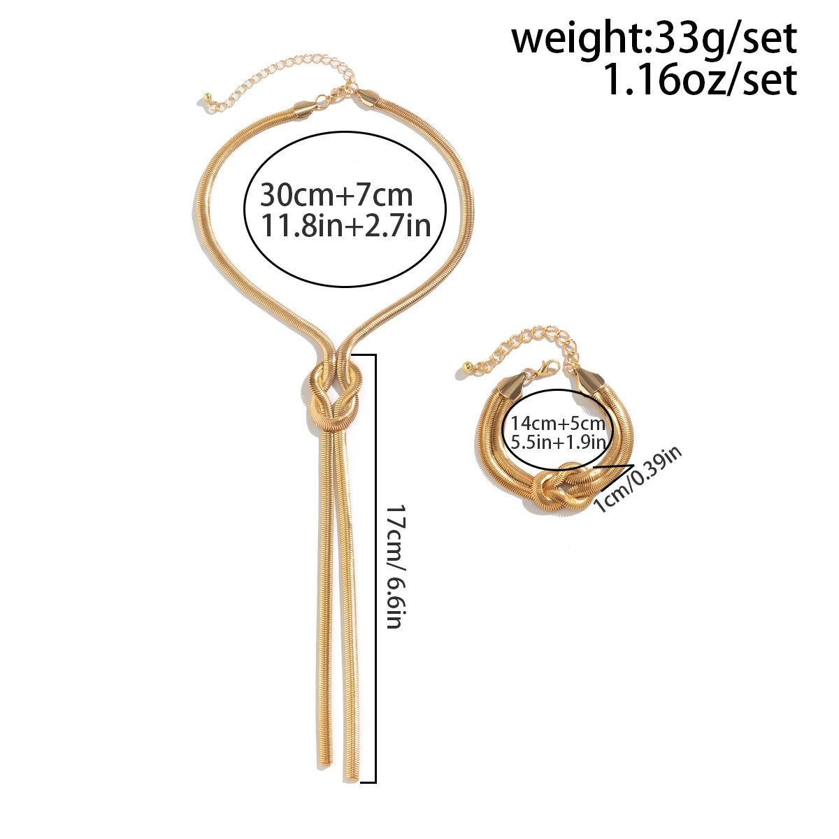 Ringaora Twisted Chain Necklace & Bracelet Set