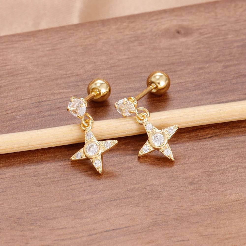 Stella Star Zircon Dangle Earrings